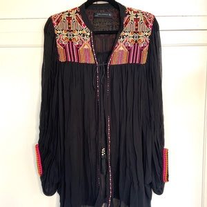 Zara embroidered shirt jacket